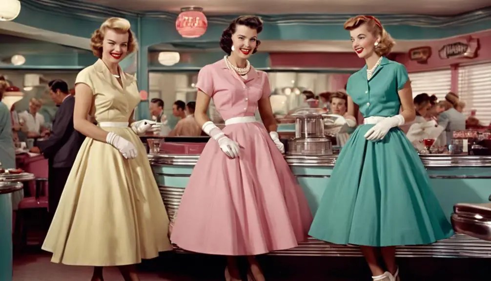 Long skirt dress 50s style female top
