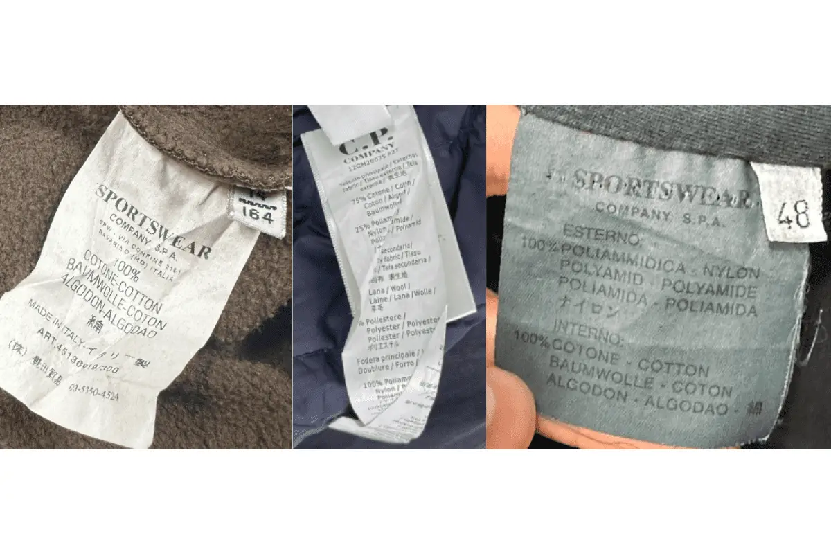 2000s CP Company wash tags