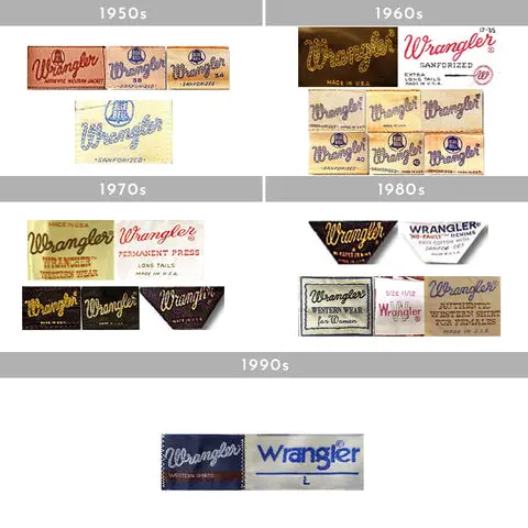 Vintage Wrangler tags through the years