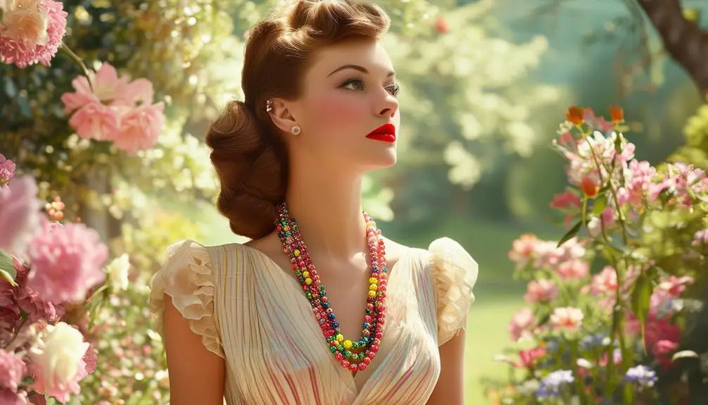 Women’s Long Beaded Necklaces in the 1940s