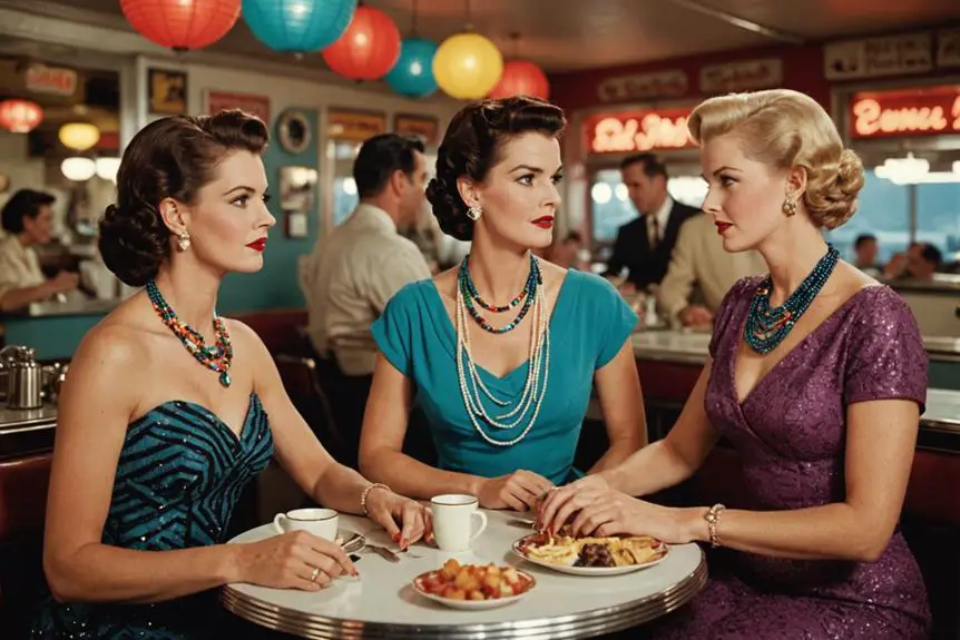 Women’s Long Beaded Necklaces in the 1950s