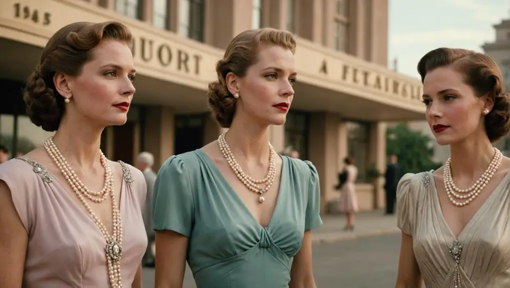 Women’s Pearl Necklaces in the 1940s