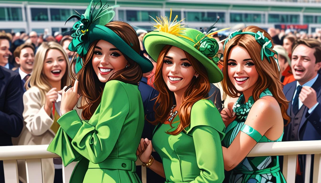 Spectators celebrate St Patrick’s Thursday at the Cheltenham Festival