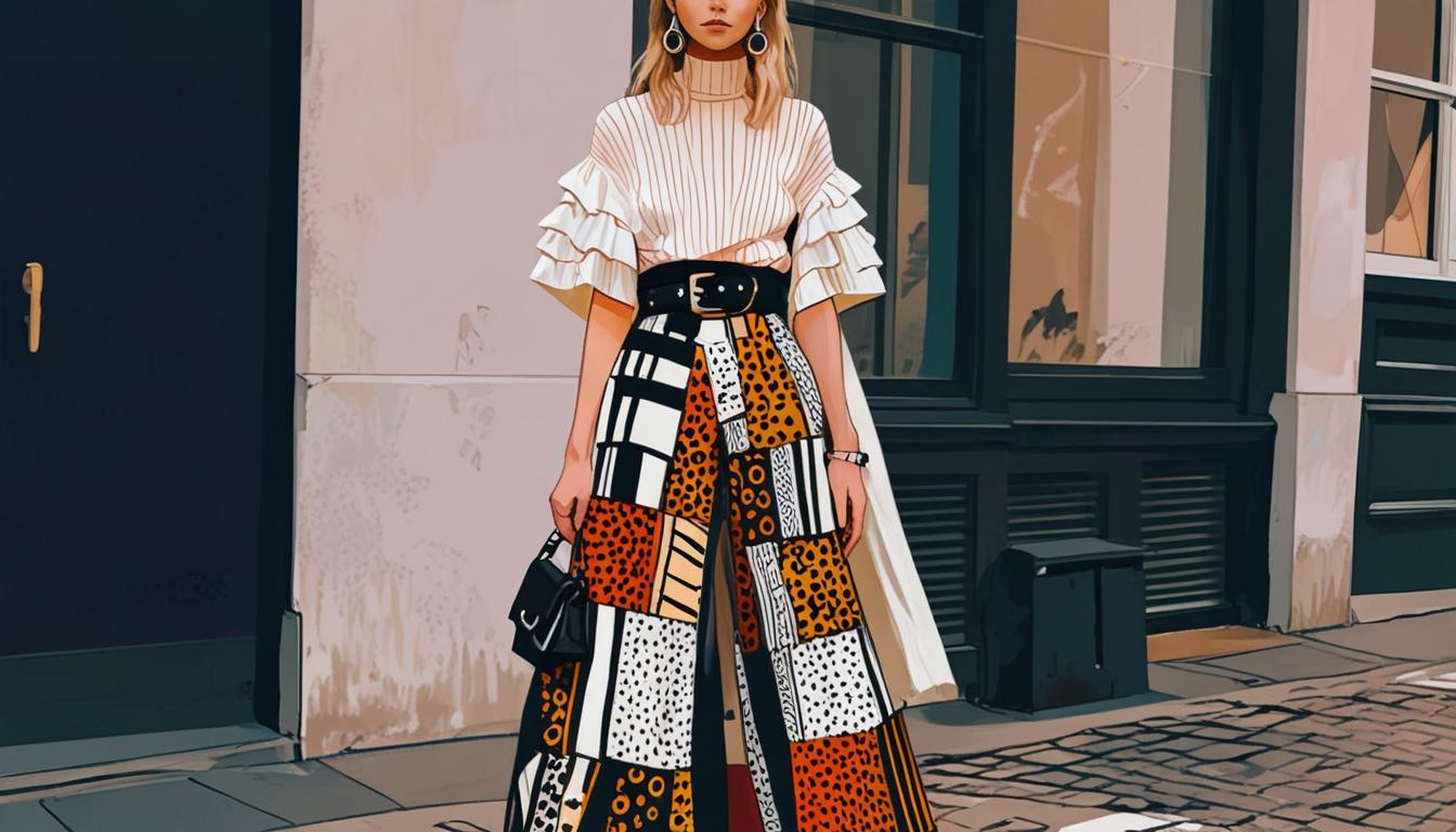 The revival of the skirt-over-trousers trend in contemporary fashion